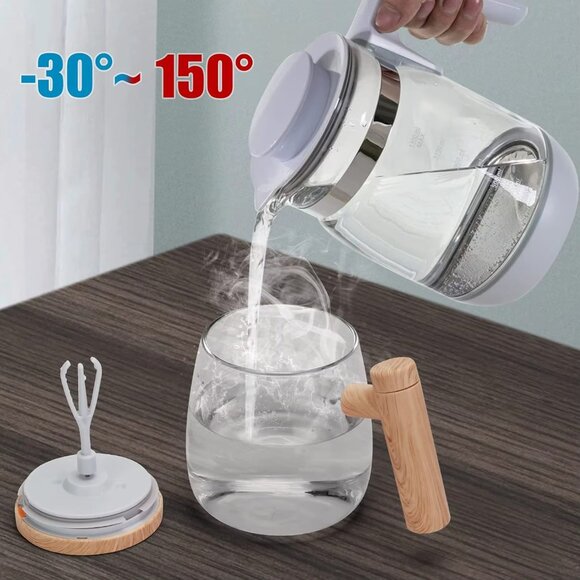 Electric Self Stirring Mug with Heating Base and Lid High Speed Glass Mixing Cup - Picture 11 of 12
